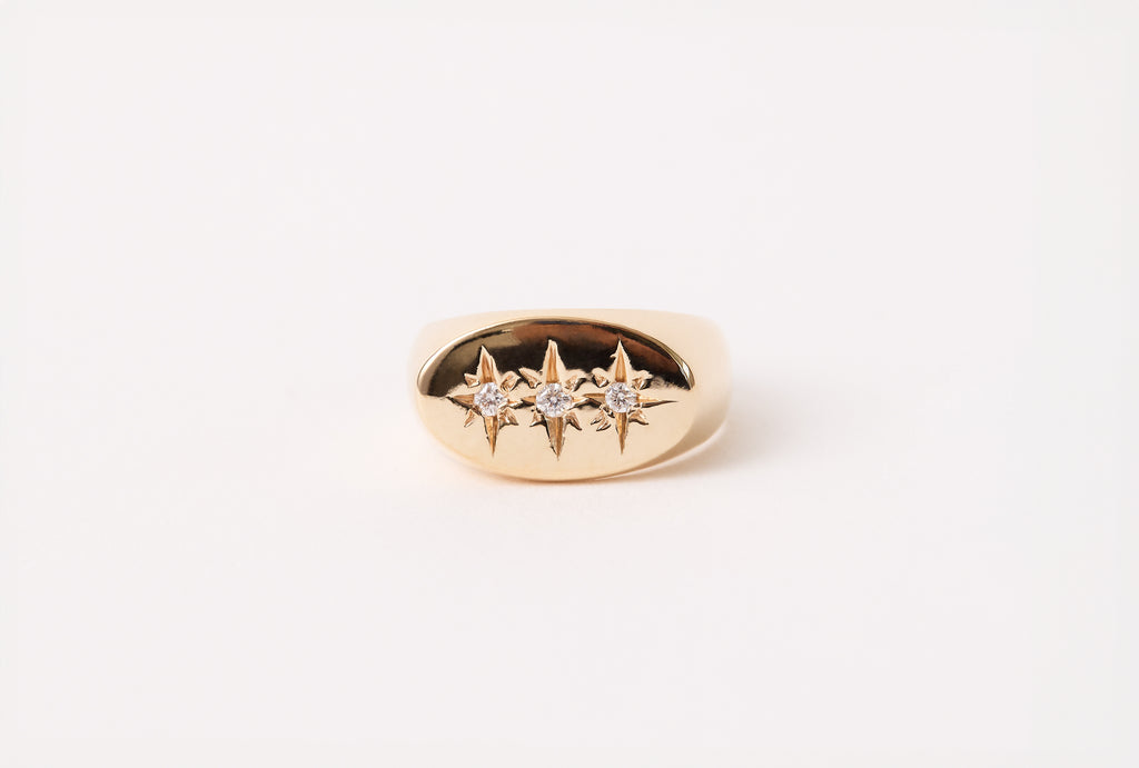 Three Star Signet Ring