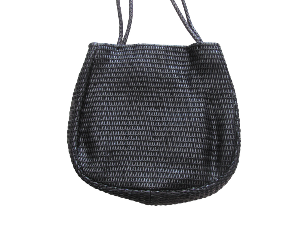 Italian Black Woven Tote Bag
