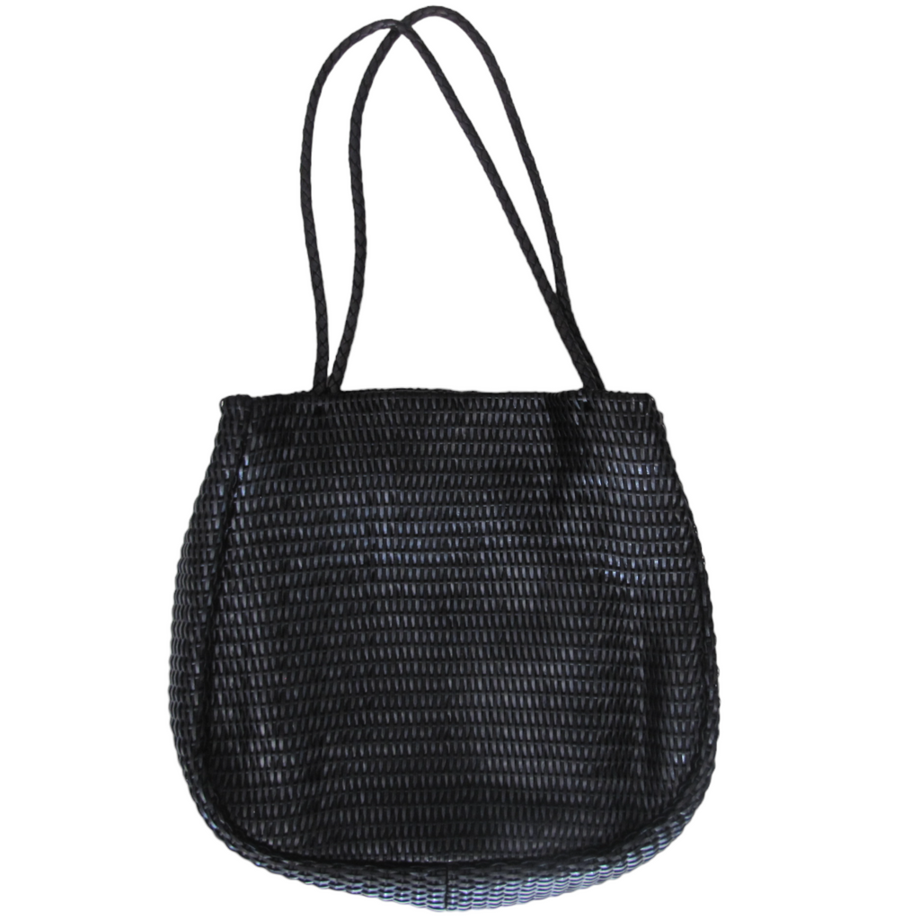 Italian Black Woven Tote Bag