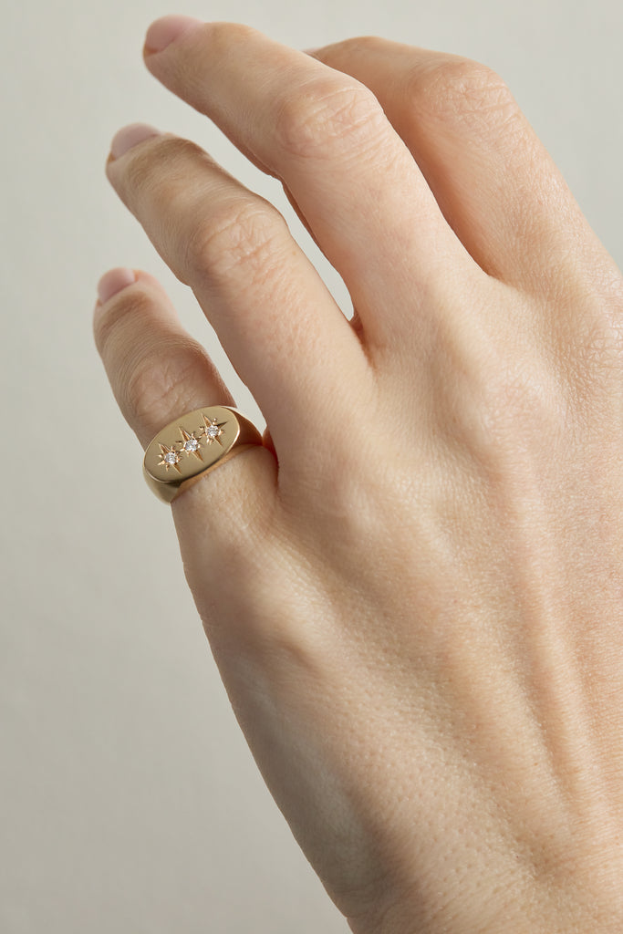 Three Star Signet Ring