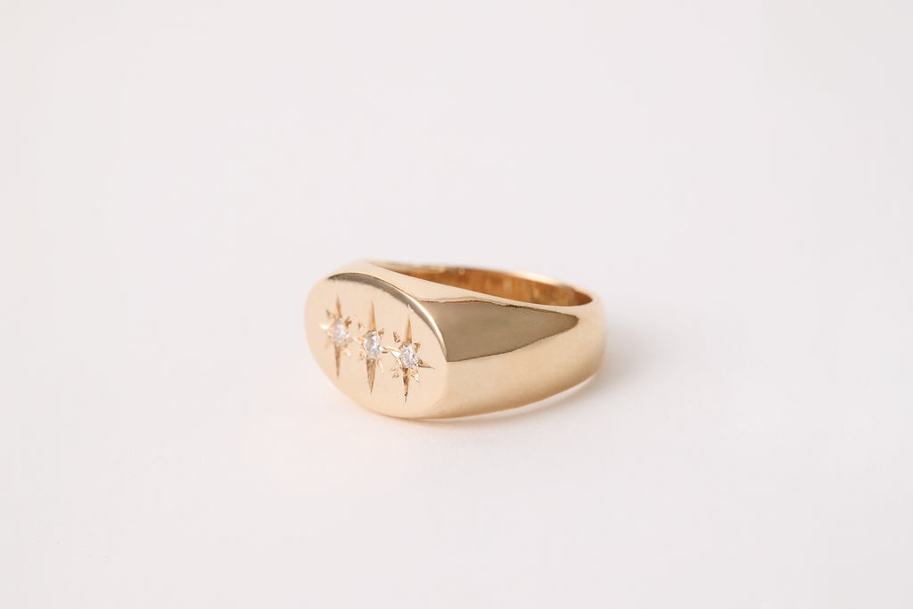 Three Star Signet Ring
